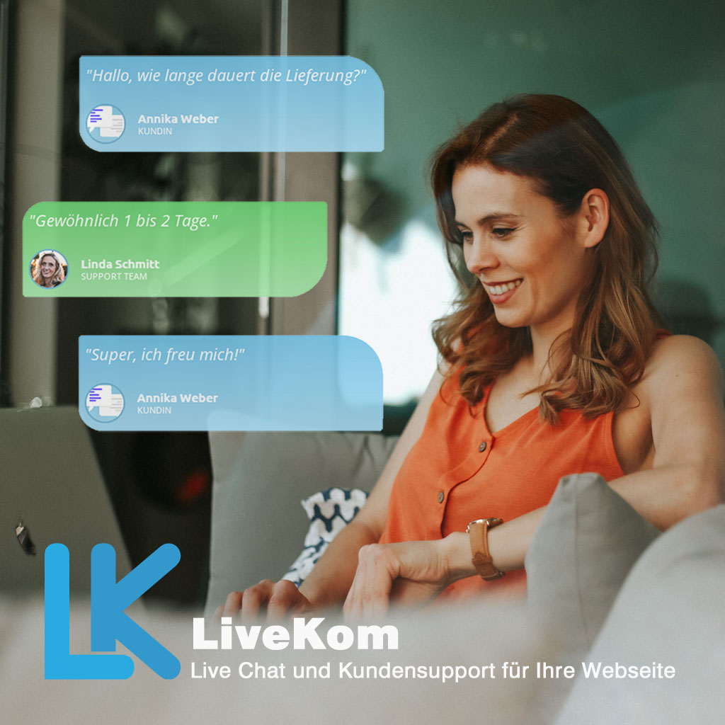 Eine Person nimmt den online Live Chat Support in Anspruch