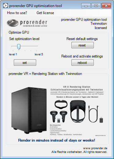 prorender GPU optimization tool